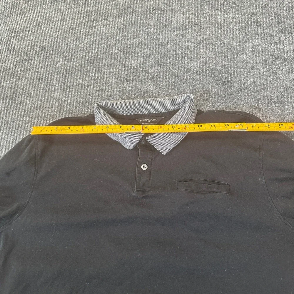 Banana Republic Mens Luxe Touch Performance Polo XL Black Contrast Collar
